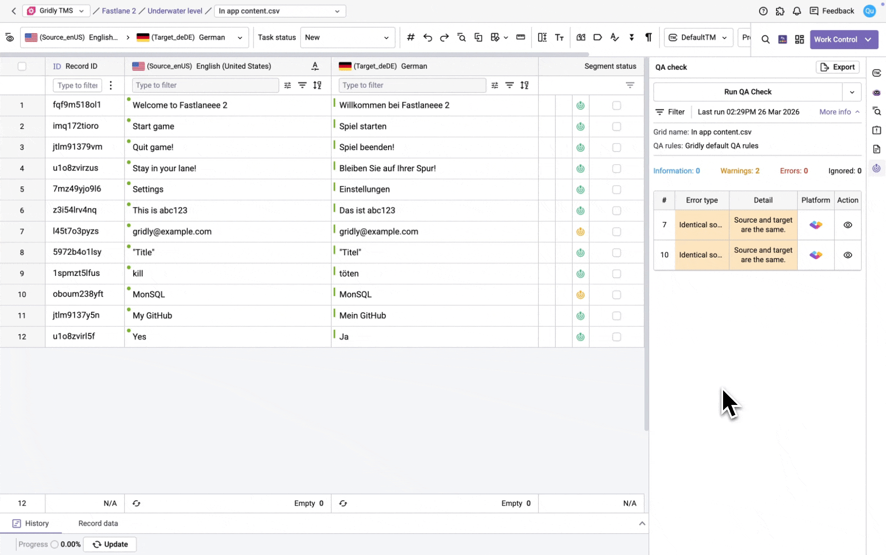 qa check highlight error